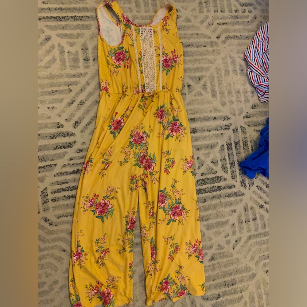 Bright yellow with flowers